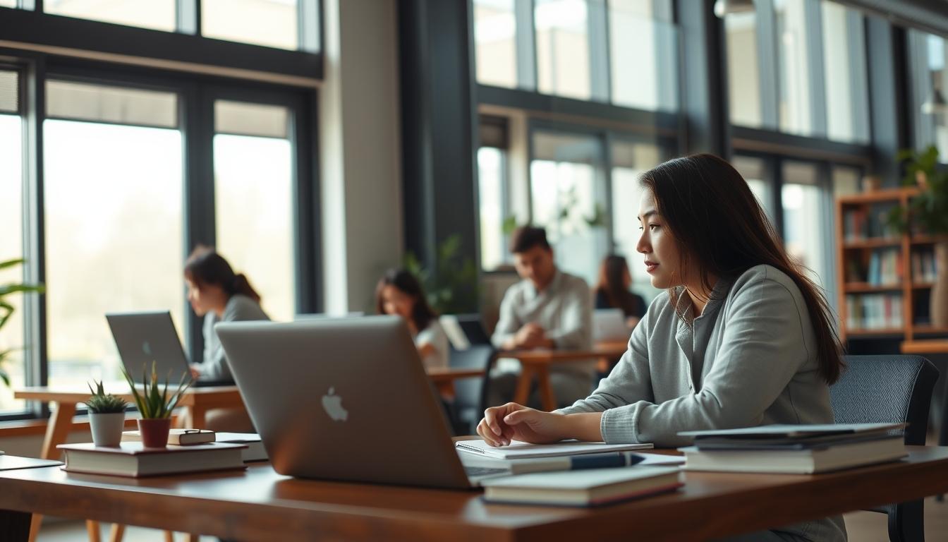 Student preparing for exams with study materials